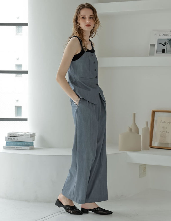 【TIME SALE 10%OFF ¥3,979⇒¥3,581】[新色追加][オケージョン セレモニー]ストレッチミックスツイルフロントボタンキャミソールペプラムビスチェ[mb] トップス 人気レディースファッション通販 リエディ