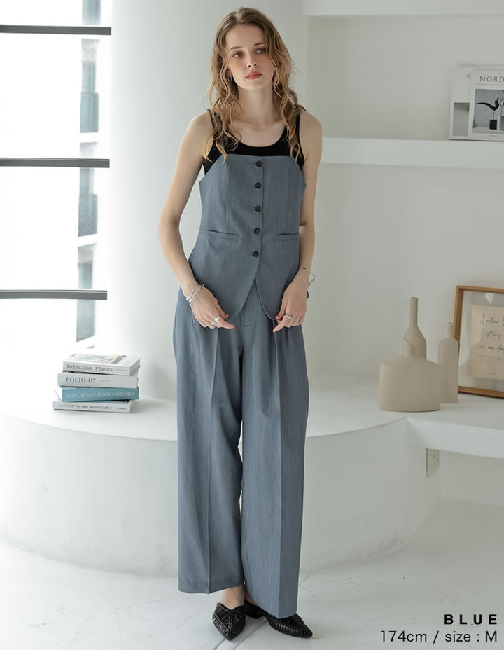 【TIME SALE 10%OFF ¥3,979⇒¥3,581】[新色追加][オケージョン セレモニー]ストレッチミックスツイルフロントボタンキャミソールペプラムビスチェ[mb] トップス 人気レディースファッション通販 リエディ