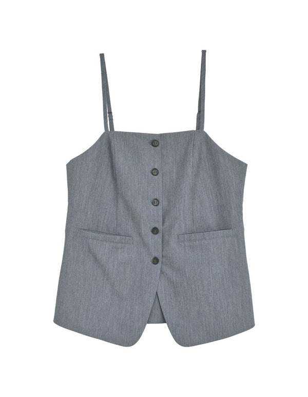 【TIME SALE 10%OFF ¥3,979⇒¥3,581】[新色追加][オケージョン セレモニー]ストレッチミックスツイルフロントボタンキャミソールペプラムビスチェ[mb] トップス 人気レディースファッション通販 リエディ