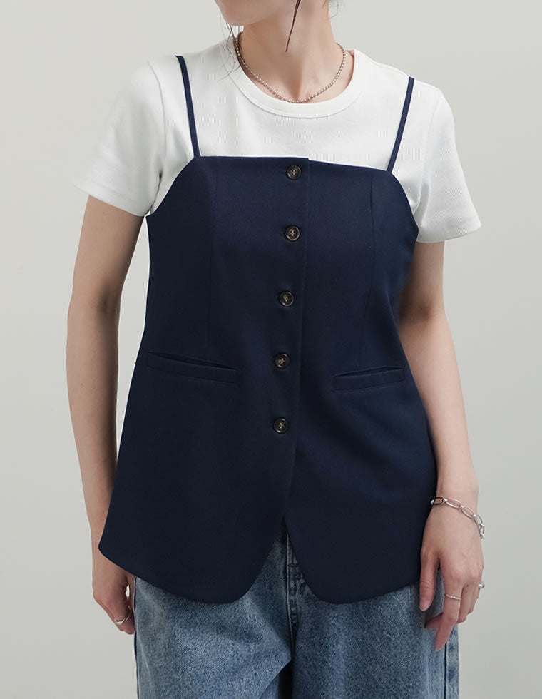 ストレッチミックスツイルペプラムビスチェ - トップス通販 | 人気