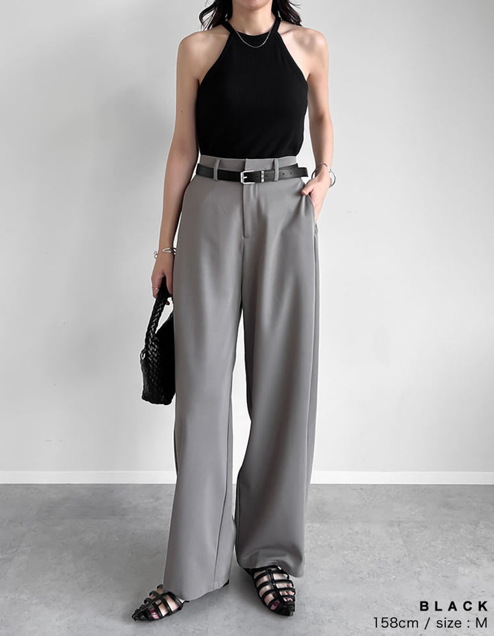 【TIME SALE 35%OFF ¥2,998⇒¥1,948】[2025 SUMMER COLLECTION]テレコリブホルターネックカップ付きタンクトップ[返品交換不可][mb] トップス 人気レディースファッション通販 リエディ