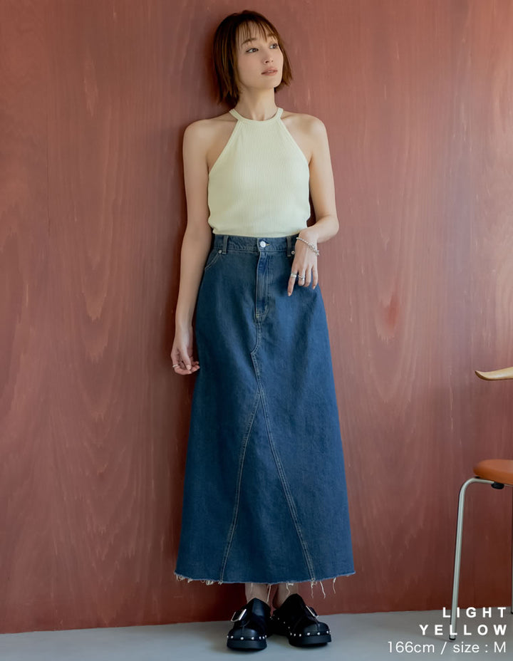【TIME SALE 35%OFF ¥2,998⇒¥1,948】[2025 SUMMER COLLECTION]テレコリブホルターネックカップ付きタンクトップ[返品交換不可][mb] トップス 人気レディースファッション通販 リエディ