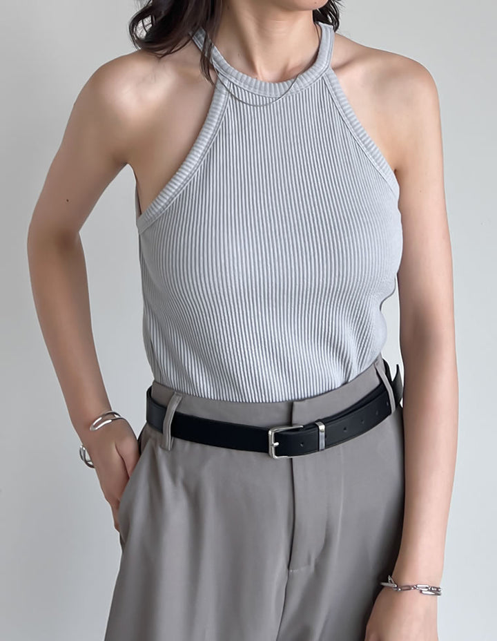 【TIME SALE 35%OFF ¥2,998⇒¥1,948】[2025 SUMMER COLLECTION]テレコリブホルターネックカップ付きタンクトップ[返品交換不可][mb] トップス 人気レディースファッション通販 リエディ