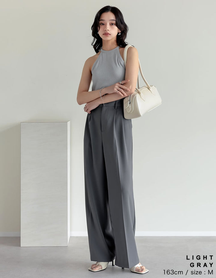 【TIME SALE 35%OFF ¥2,998⇒¥1,948】[2025 SUMMER COLLECTION]テレコリブホルターネックカップ付きタンクトップ[返品交換不可][mb] トップス 人気レディースファッション通販 リエディ