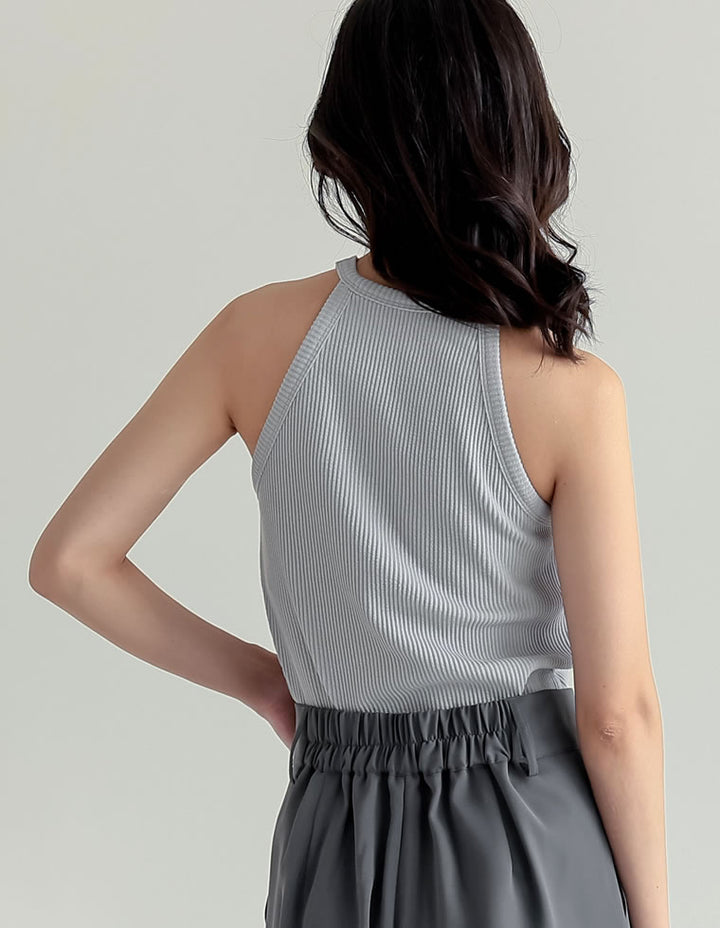 【TIME SALE 35%OFF ¥2,998⇒¥1,948】[2025 SUMMER COLLECTION]テレコリブホルターネックカップ付きタンクトップ[返品交換不可][mb] トップス 人気レディースファッション通販 リエディ