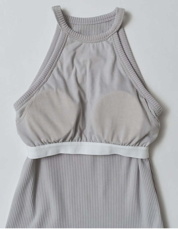 【TIME SALE 35%OFF ¥2,998⇒¥1,948】[2025 SUMMER COLLECTION]テレコリブホルターネックカップ付きタンクトップ[返品交換不可][mb] トップス 人気レディースファッション通販 リエディ