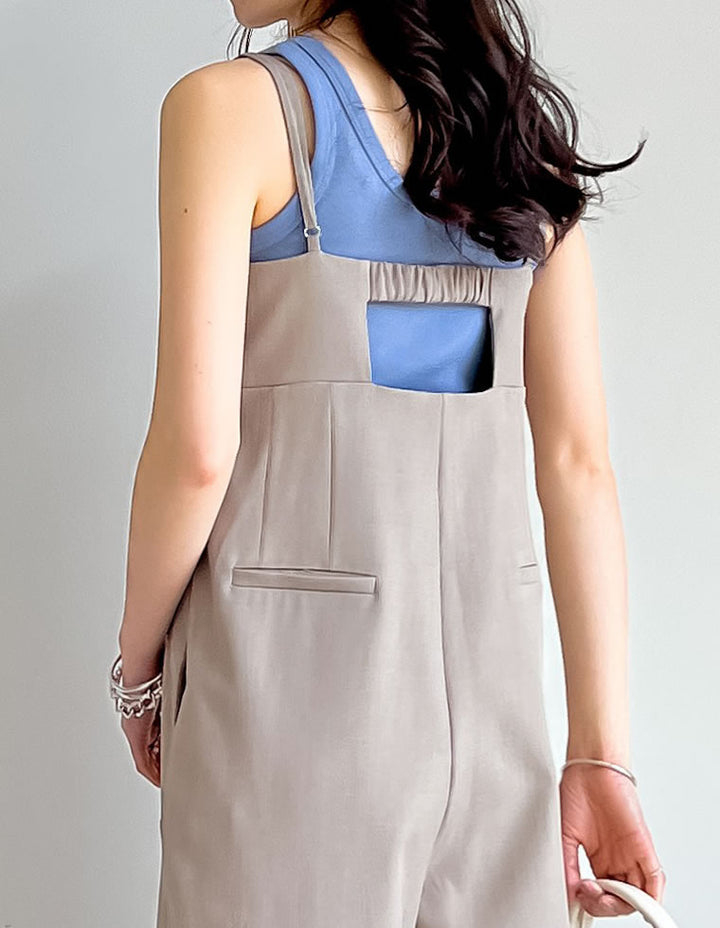 【TIME SALE 20%OFF ¥4,998⇒¥3,998】[2025SS COLLECTION][セレモニー オケージョン][低身長/高身長サイズ有]ストレッチミックスツイルカッティングデザインオールインワン オールインワン 人気レディースファッション通販 リエディ