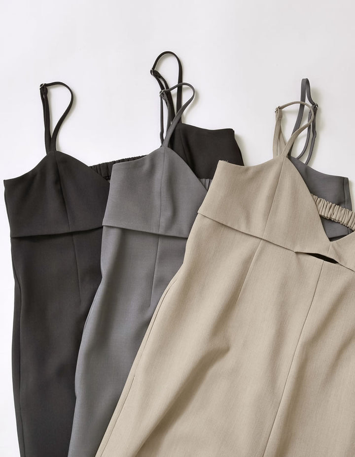 【TIME SALE 20%OFF ¥4,998⇒¥3,998】[2025SS COLLECTION][セレモニー オケージョン][低身長/高身長サイズ有]ストレッチミックスツイルカッティングデザインオールインワン オールインワン 人気レディースファッション通販 リエディ