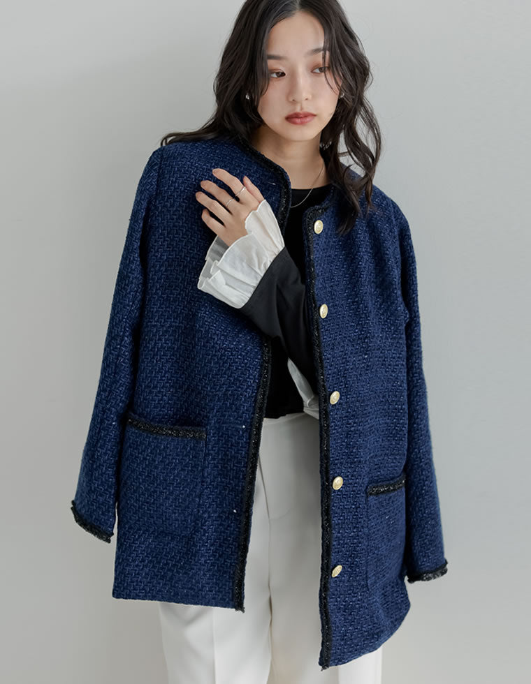 オーバーサイズ金ボタンツイードジャケット - ジャケット/アウター通販