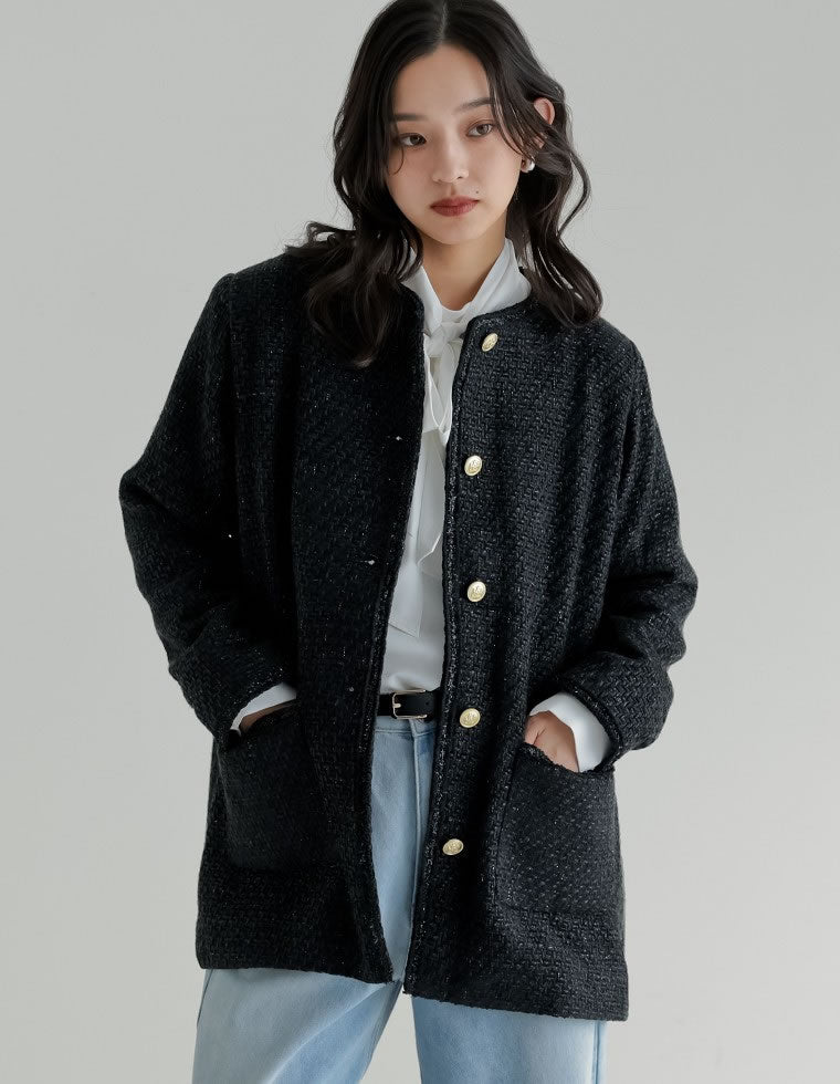 【お値下げ】UNITEDARROWS ツイードジレ　金ボタン ブラック お値下げ】UNITEDARROWS ツイードジレ 金ボタン ブラック