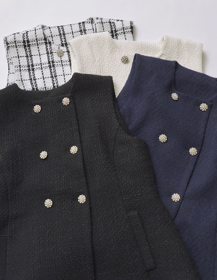 ダブルシルバー釦ツイードベスト - ジャケット/アウター通販 | 人気