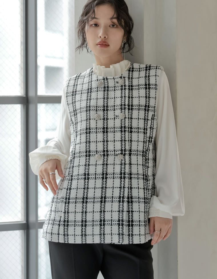 ダブルシルバー釦ツイードベスト - ジャケット/アウター通販 | 人気