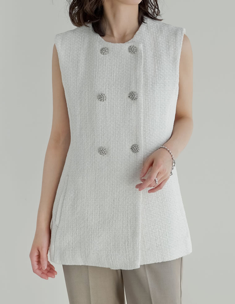 ダブルシルバー釦ツイードベスト - ジャケット/アウター通販 | 人気