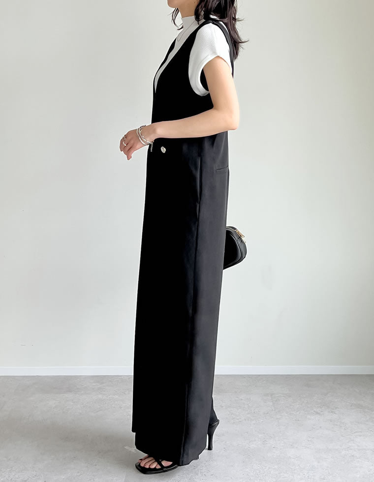 深Vネック金ボタンオールインワン - オールインワン通販 | 人気