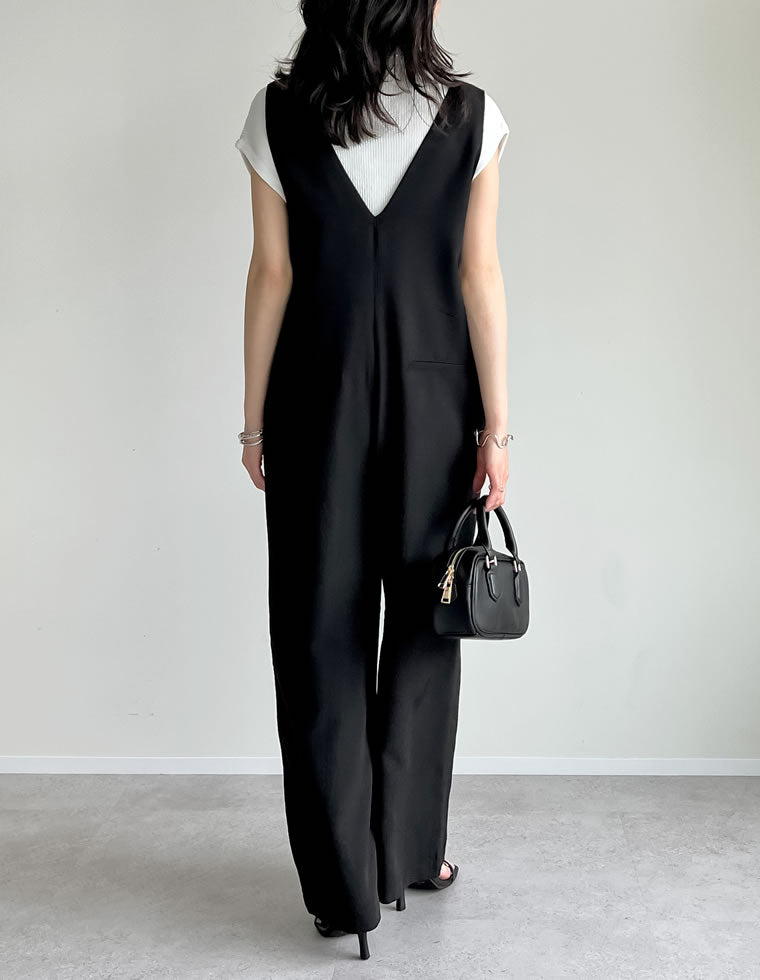 深Vネック金ボタンオールインワン - オールインワン通販 | 人気