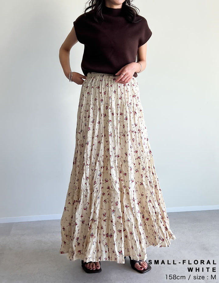 【TIME SALE 20%OFF ¥5,998⇒¥4,798】[2025SS COLLECTION][低身長サイズ有]フラワー柄クリンクルスカート スカート 人気レディースファッション通販 リエディ