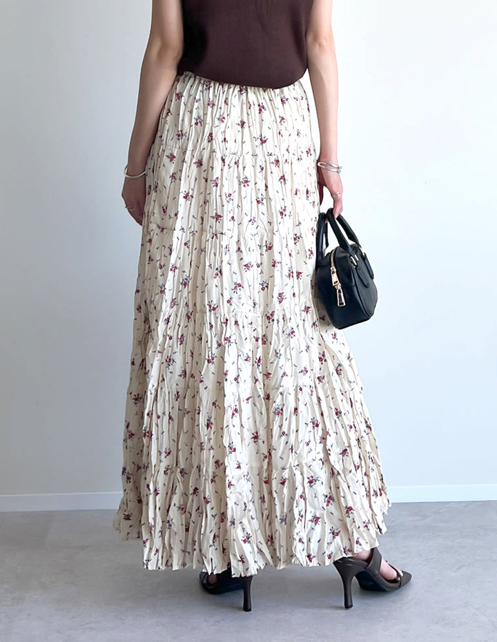 【TIME SALE 20%OFF ¥5,998⇒¥4,798】[2025SS COLLECTION][低身長サイズ有]フラワー柄クリンクルスカート スカート 人気レディースファッション通販 リエディ