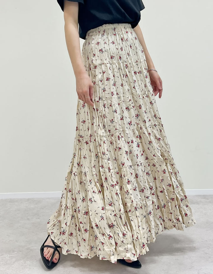 【TIME SALE 20%OFF ¥5,998⇒¥4,798】[2025SS COLLECTION][低身長サイズ有]フラワー柄クリンクルスカート スカート 人気レディースファッション通販 リエディ