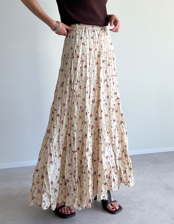 【TIME SALE 20%OFF ¥5,998⇒¥4,798】[2025SS COLLECTION][低身長サイズ有]フラワー柄クリンクルスカート スカート 人気レディースファッション通販 リエディ