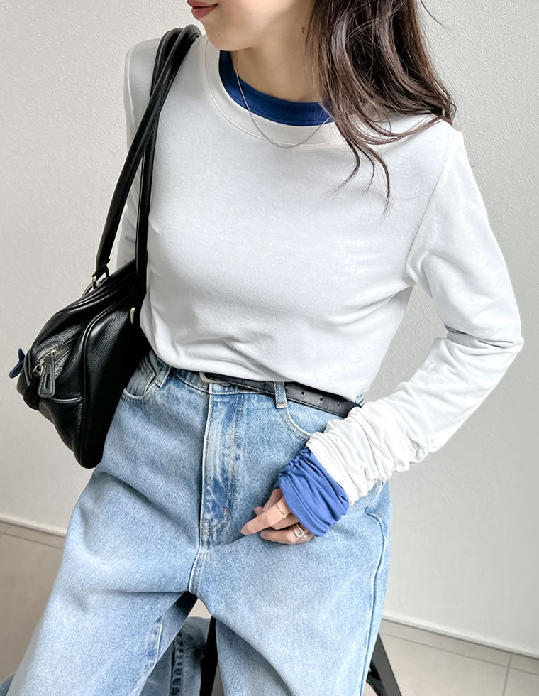 シアースムース袖シャーリングロンT - トップス通販 | 人気レディース