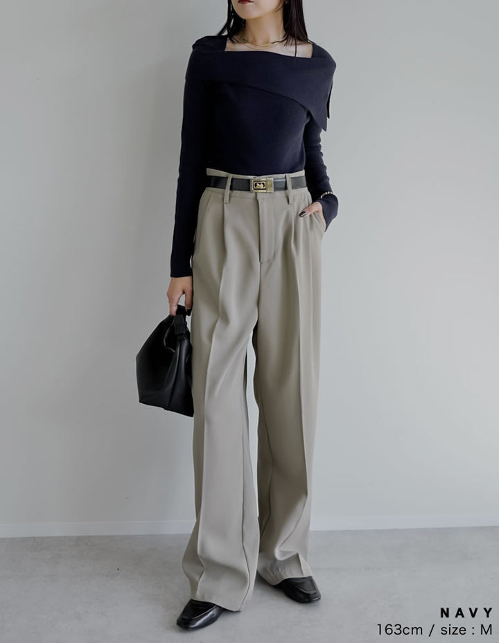 アシメオフショルダーリブニットトップス トップス 人気レディースファッション通販 リエディ