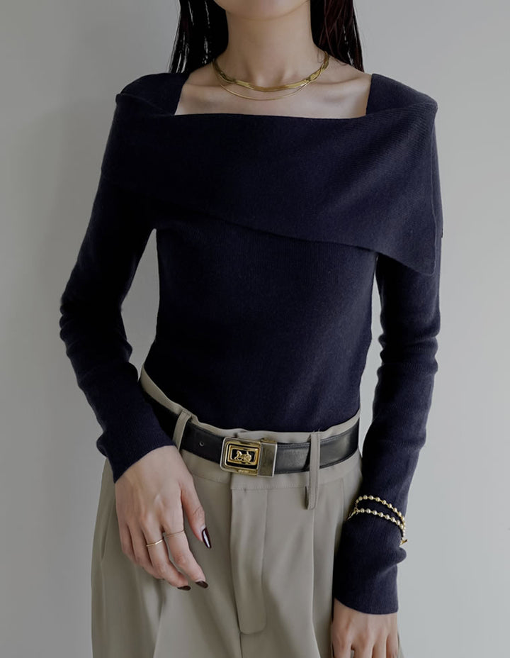 [ブラ紐隠し]アシンメトリーオフショルダーリブニットトップス トップス 人気レディースファッション通販 リエディ