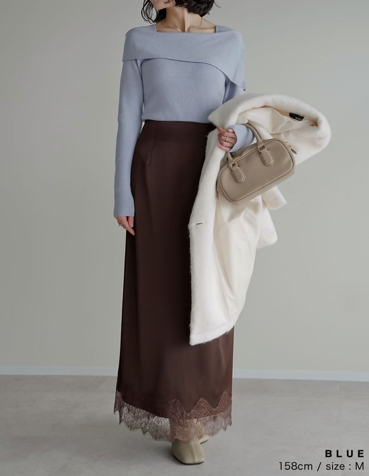 アシメオフショルダーリブニットトップス トップス 人気レディースファッション通販 リエディ