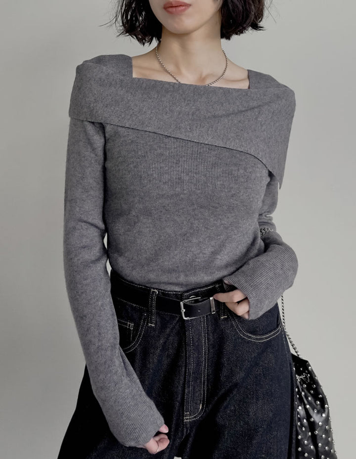 アシメオフショルダーリブニットトップス トップス 人気レディースファッション通販 リエディ