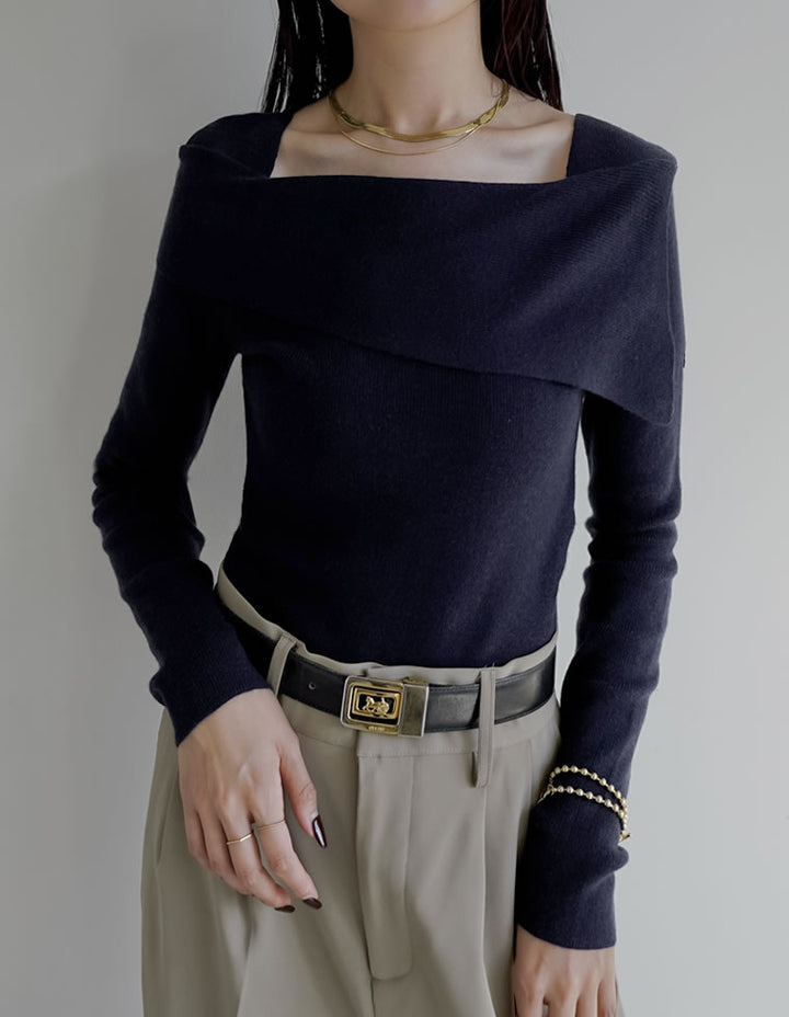 アシメオフショルダーリブニットトップス トップス 人気レディースファッション通販 リエディ