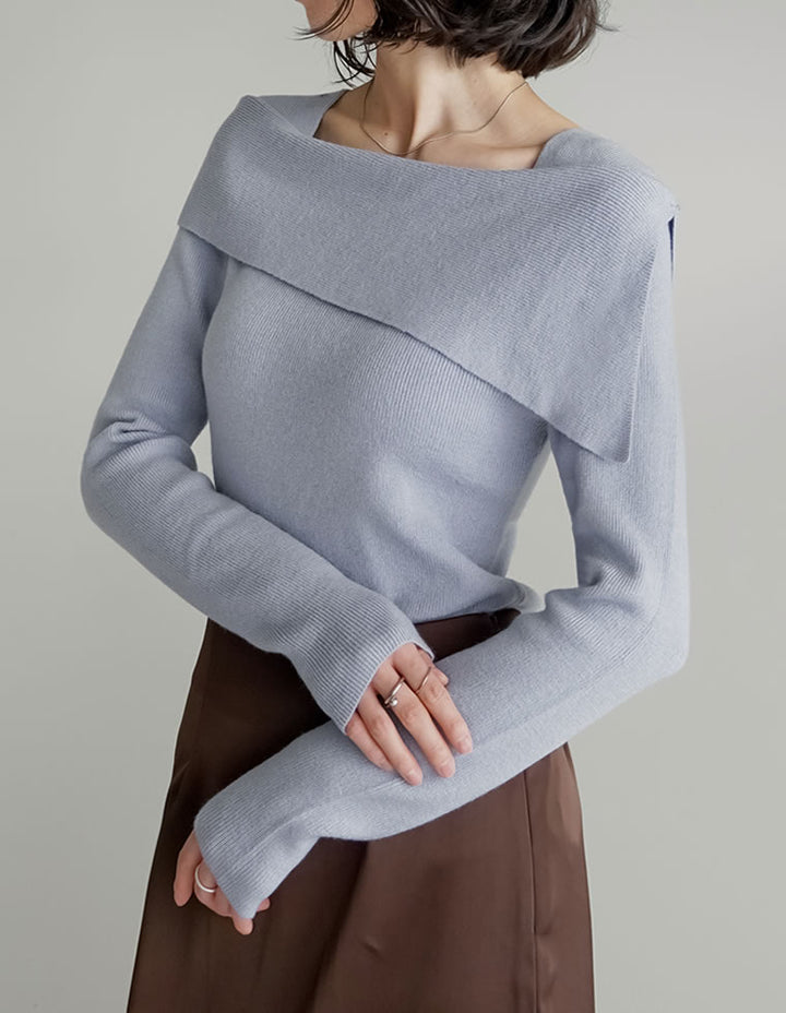 アシメオフショルダーリブニットトップス トップス 人気レディースファッション通販 リエディ