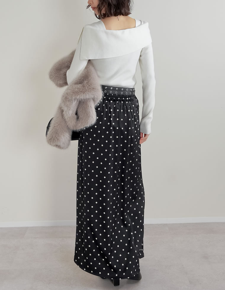 アシメオフショルダーリブニットトップス - トップス通販 | 人気