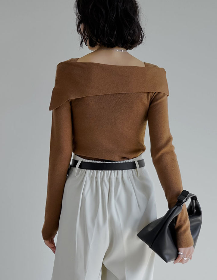 [ブラ紐隠し]アシンメトリーオフショルダーリブニットトップス トップス 人気レディースファッション通販 リエディ