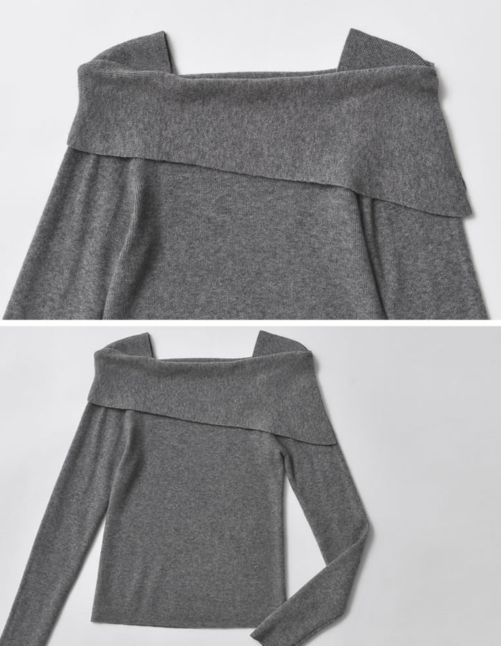 [ブラ紐隠し]アシンメトリーオフショルダーリブニットトップス トップス 人気レディースファッション通販 リエディ