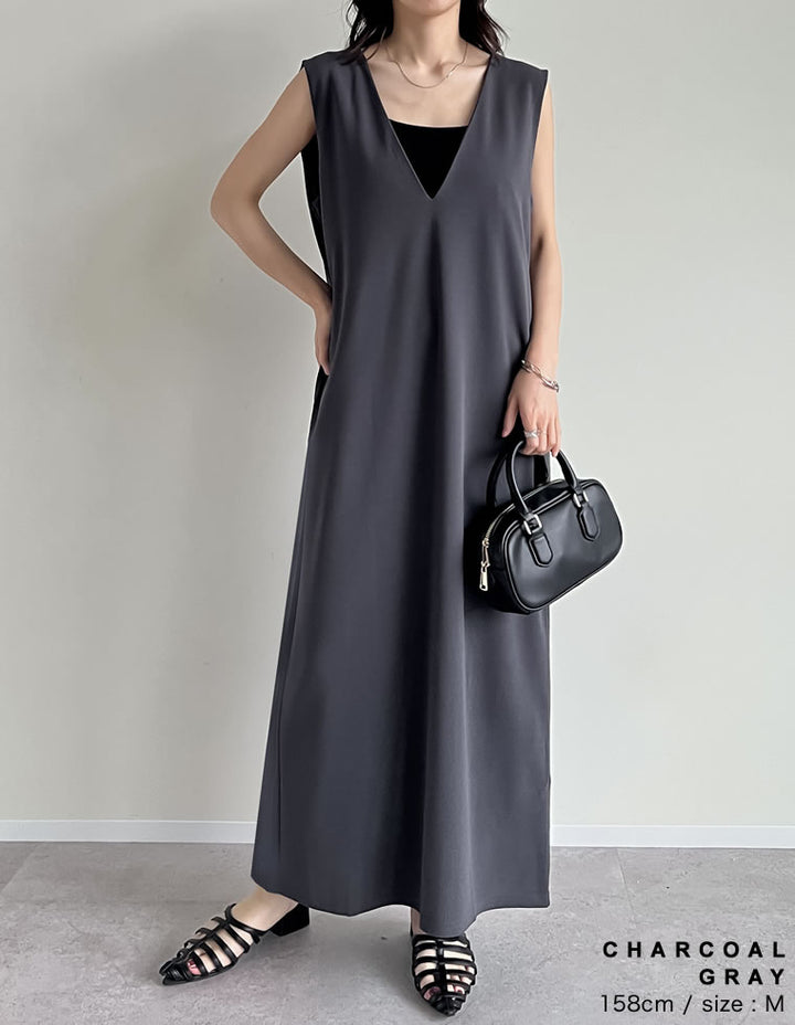 【TIME SALE 15%OFF ¥4,499⇒¥3,824】[夏の体型カバーに◎][低身長サイズ有][イージーケア]前後2WAYカットジョーゼットジャンパースカート ワンピース 人気レディースファッション通販 リエディ