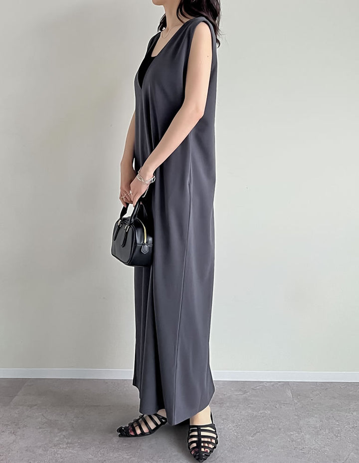 【TIME SALE 15%OFF ¥4,499⇒¥3,824】[夏の体型カバーに◎][低身長サイズ有][イージーケア]前後2WAYカットジョーゼットジャンパースカート ワンピース 人気レディースファッション通販 リエディ