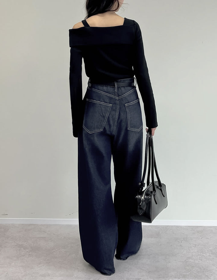 【TIME SALE 15%OFF】リブカットソーストラップアシンメトリートップス トップス 人気レディースファッション通販 リエディ