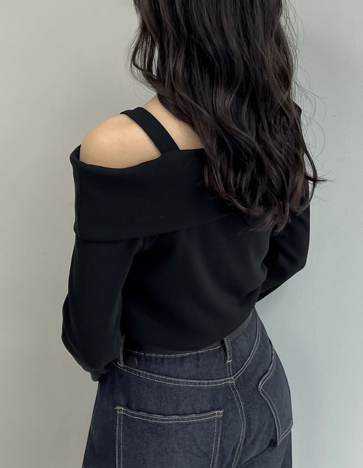 【TIME SALE 15%OFF】リブカットソーストラップアシンメトリートップス トップス 人気レディースファッション通販 リエディ