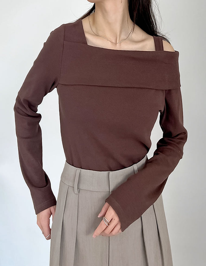 【TIME SALE 15%OFF】リブカットソーストラップアシンメトリートップス トップス 人気レディースファッション通販 リエディ
