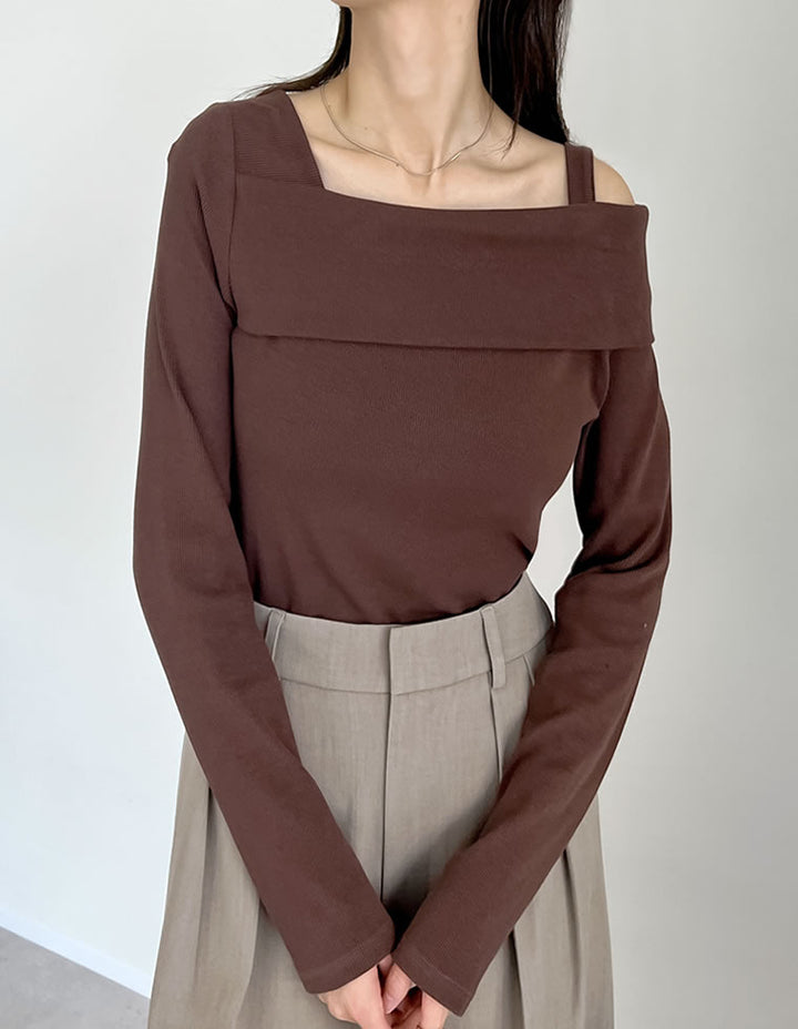 【TIME SALE 15%OFF】リブカットソーストラップアシンメトリートップス トップス 人気レディースファッション通販 リエディ