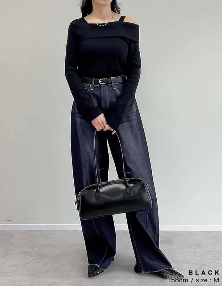 【TIME SALE 15%OFF】リブカットソーストラップアシンメトリートップス トップス 人気レディースファッション通販 リエディ