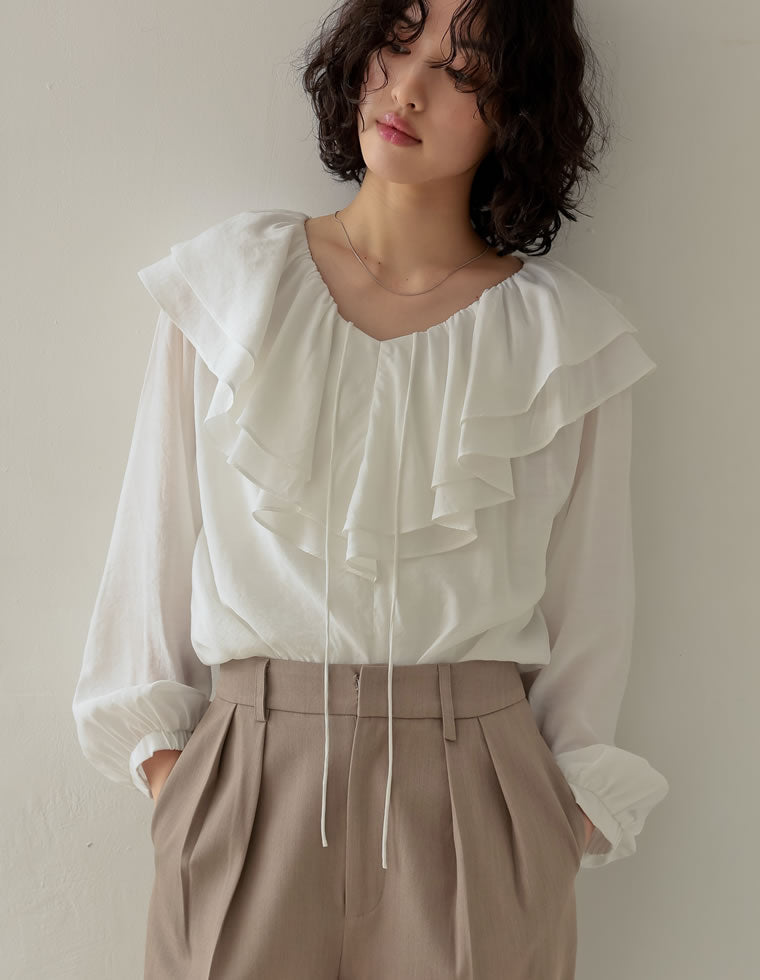 2025SS】コットンフリルワイドシャツ sizeFREE