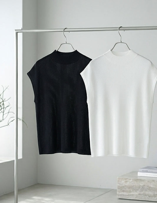【TIME SALE 15%OFF】[涼感]レーヨンブレンドボトルネックフレンチスリーブサマーニットトップス[mb] トップス 人気レディースファッション通販 リエディ