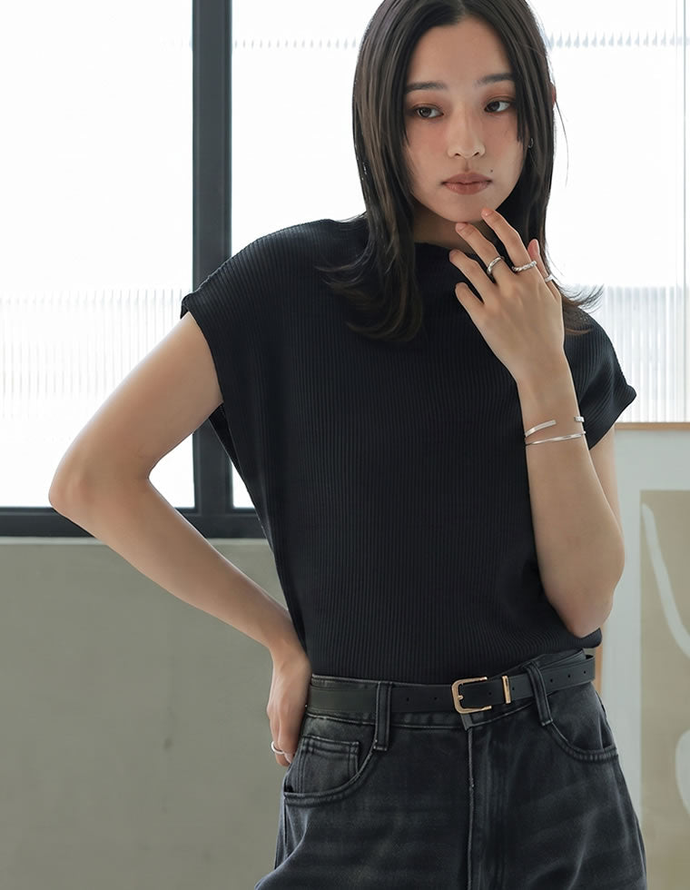 レーヨン混フレンチスリーブニットトップス - トップス通販 | 人気