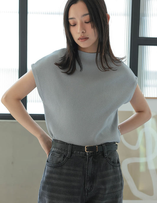 【TIME SALE 30%OFF ¥3,298⇒¥2,308】[涼感]レーヨンブレンドボトルネックフレンチスリーブニットトップス[mb] トップス 人気レディースファッション通販 リエディ