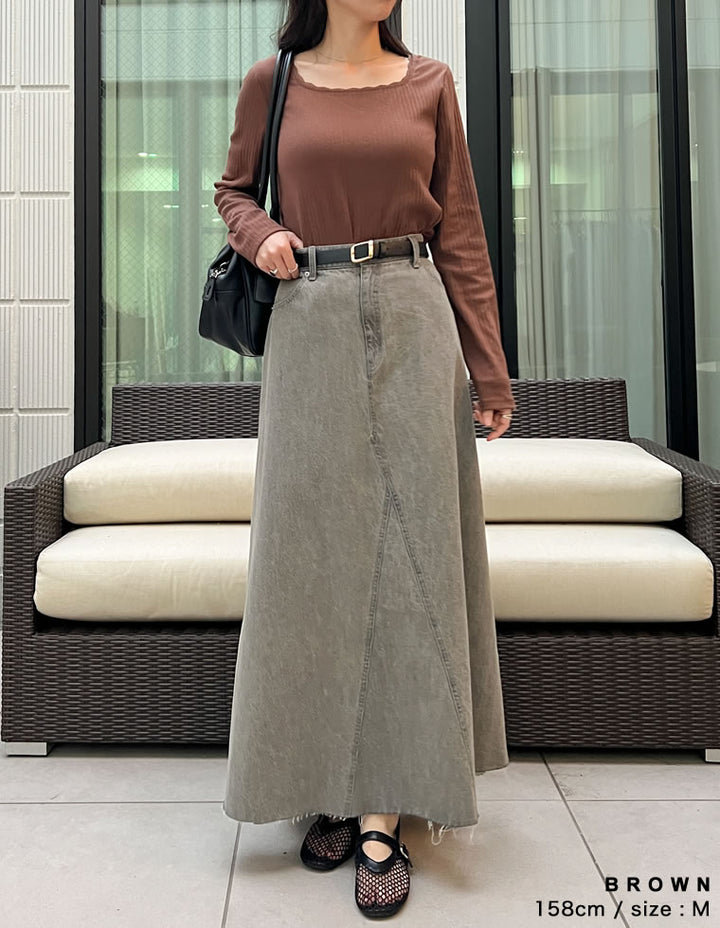 【TIME SALE 30%OFF ¥2,998⇒¥2,098】[2025SS COLLECTION]ワイドリブカットソーレーストリムスクエアネックトップス トップス 人気レディースファッション通販 リエディ
