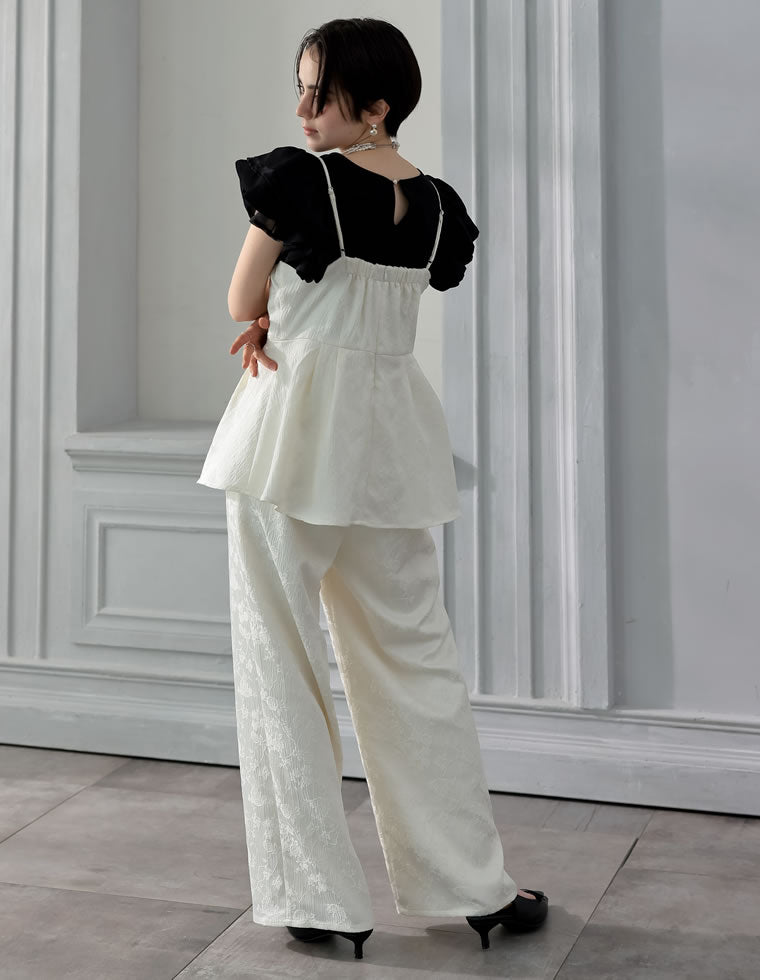 ジャガードペプラムキャミオールインワン - オールインワン通販 | 人気