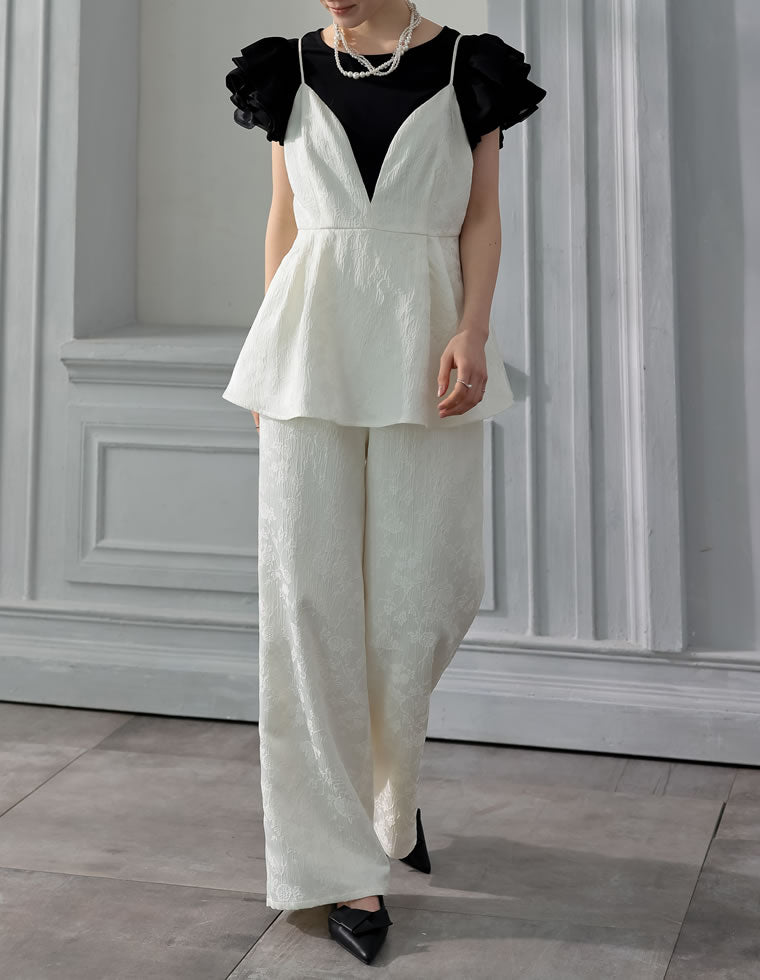 ジャガードペプラムキャミオールインワン - オールインワン通販 | 人気