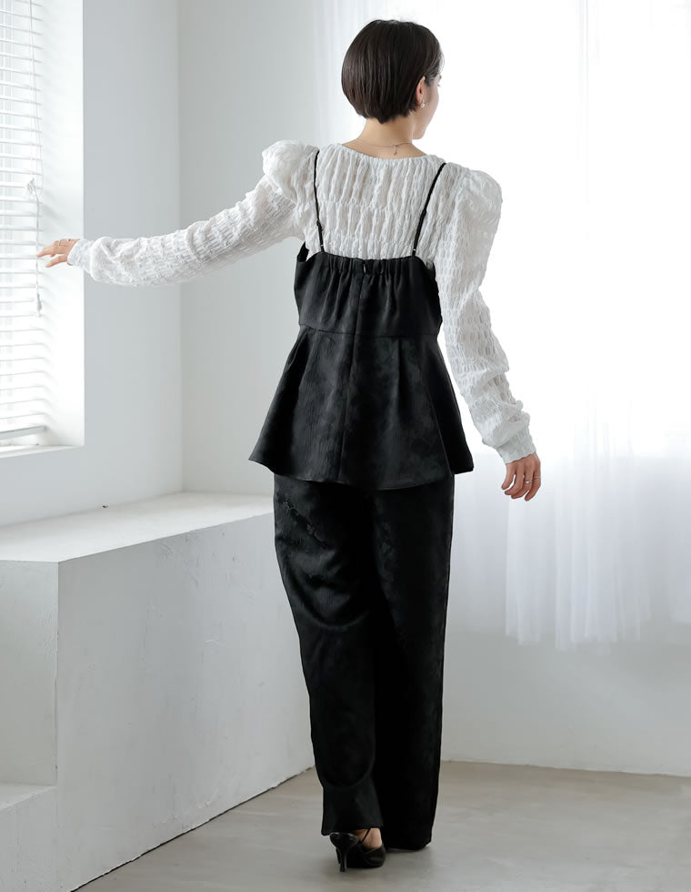 ジャガードペプラムキャミオールインワン - オールインワン通販 | 人気