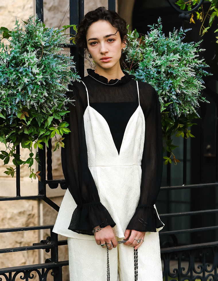 ジャガードペプラムキャミオールインワン - オールインワン通販 | 人気