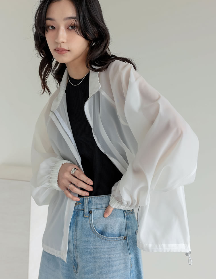 シアーZIPブルゾン - ジャケット/アウター通販 | 人気レディース